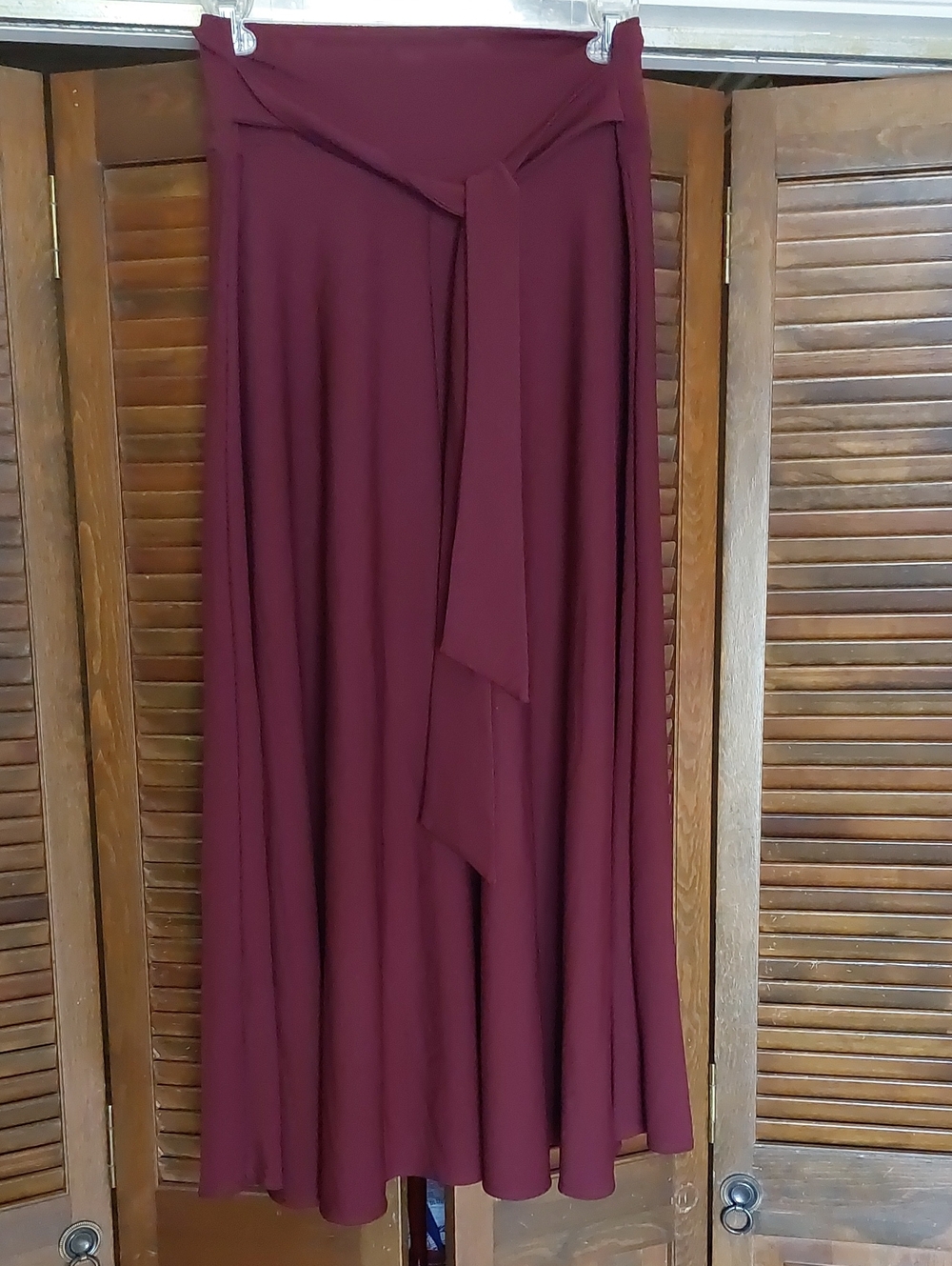 Burgundy Tie-Waist Maxi Skirt Sz XL